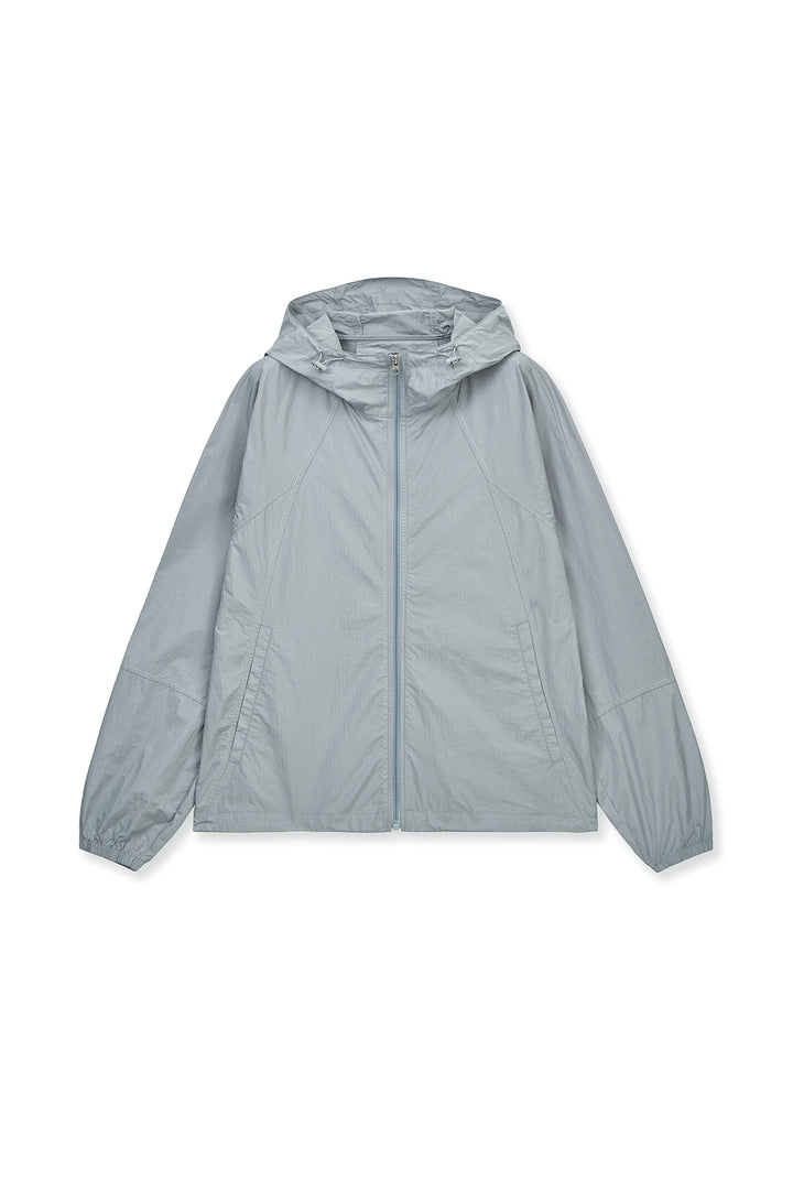 Matin Kim Back Logo Hoody Wind Breaker — Light Grey