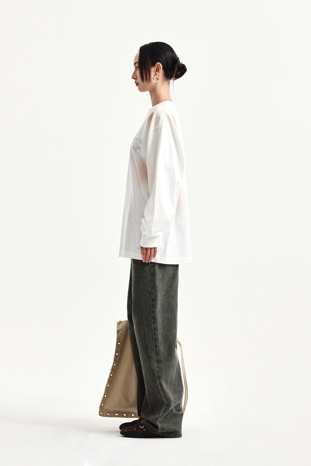 Matin Kim Vintage Washed Logo Top — Ivory
