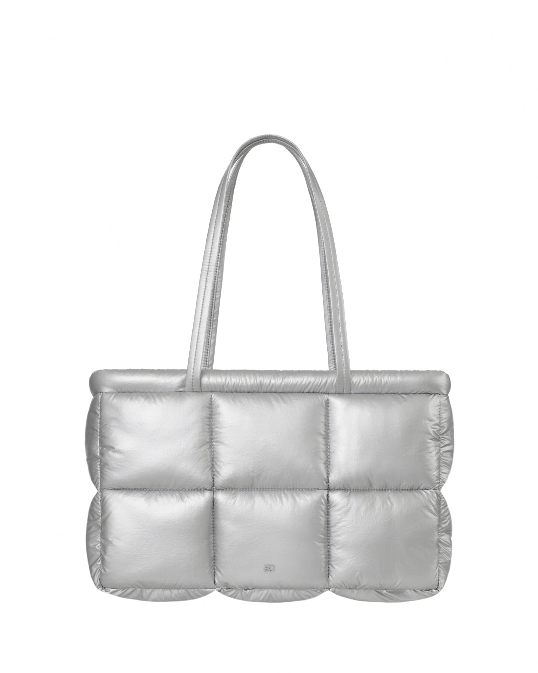 Stand Oil Bubble Bag — Padded Oblong Crossbody — Silver