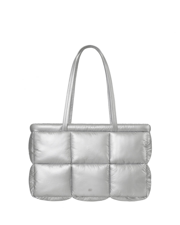 Stand Oil Bubble Bag — Padded Oblong Crossbody — Silver