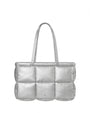 Stand Oil Bubble Bag — Padded Oblong Crossbody — Silver