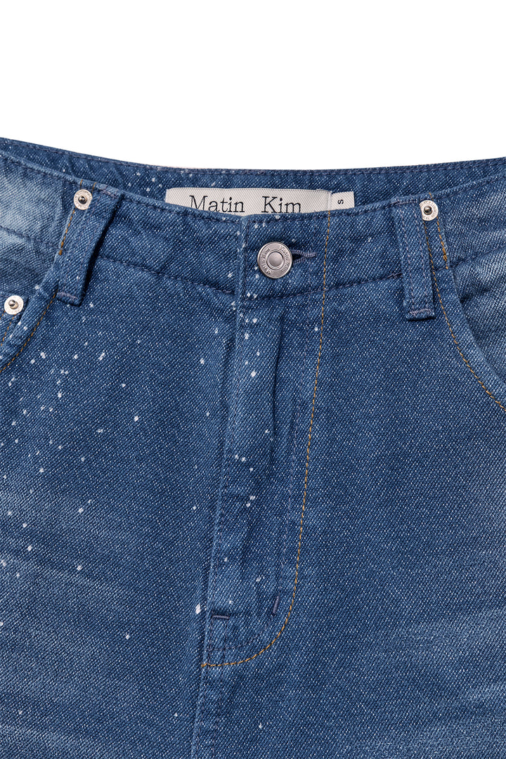 Matin Kim Back Line Point Soft Shiny Denim — Blue