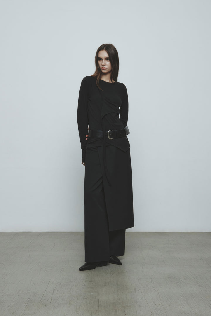 KIMMATIN Twist Strap Long Sleeve Top — Black