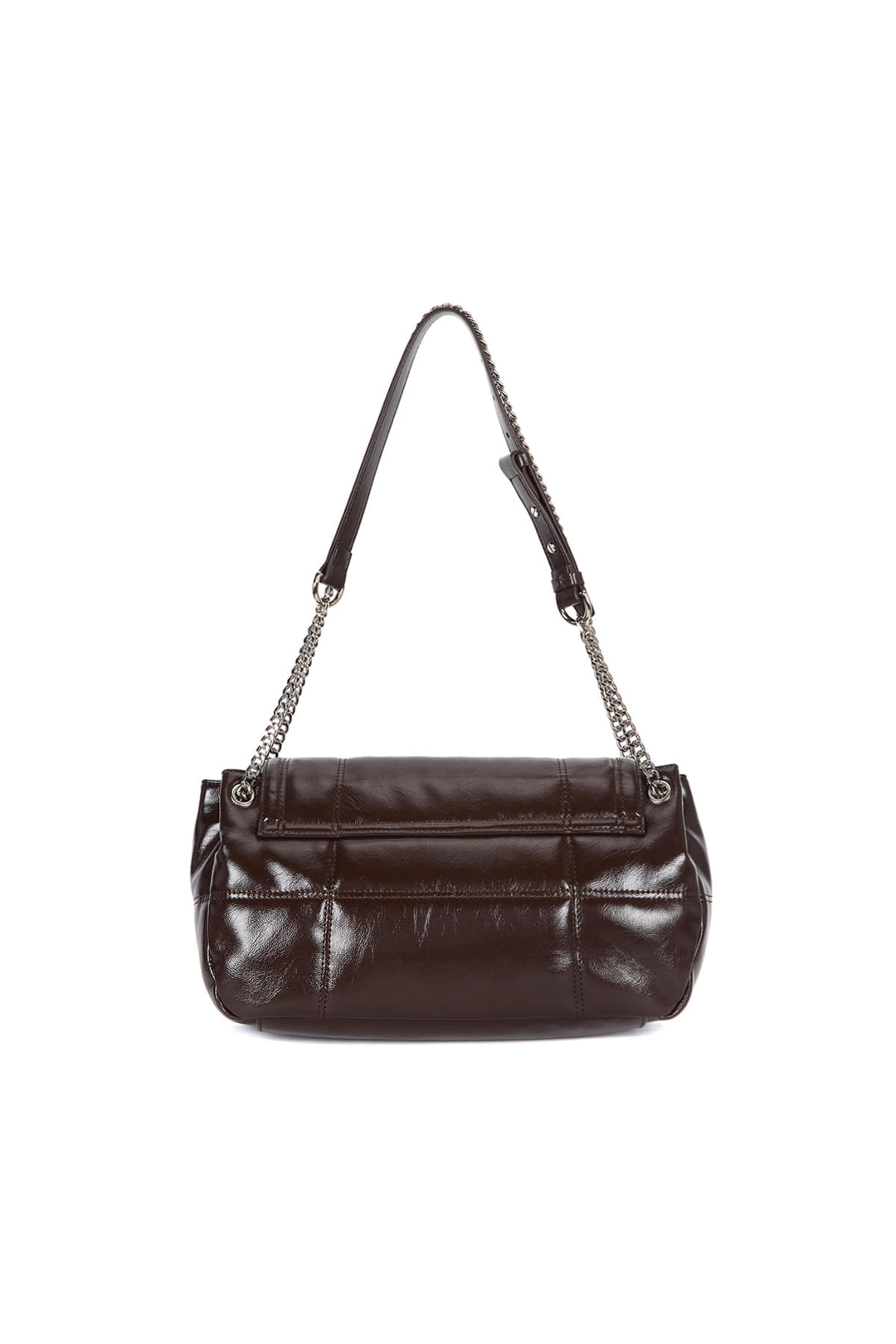 Matin Kim Glossy Quilting Medium Chain Bag — Brown