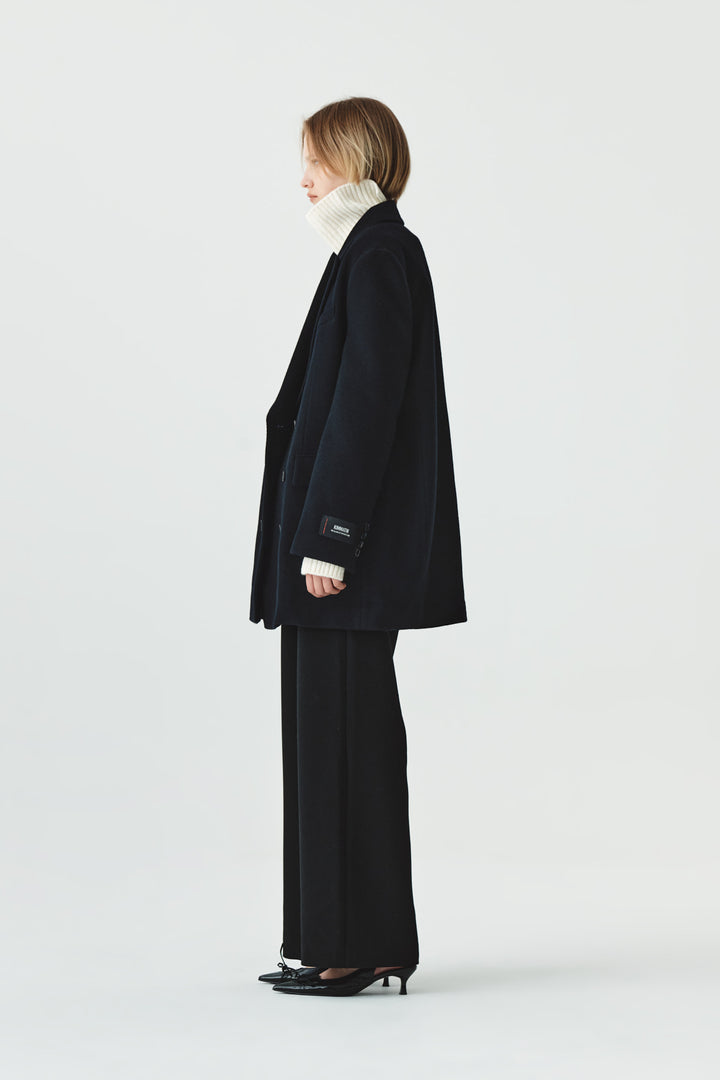 KIMMATIN Overfit Midi Double Coat — Navy blue