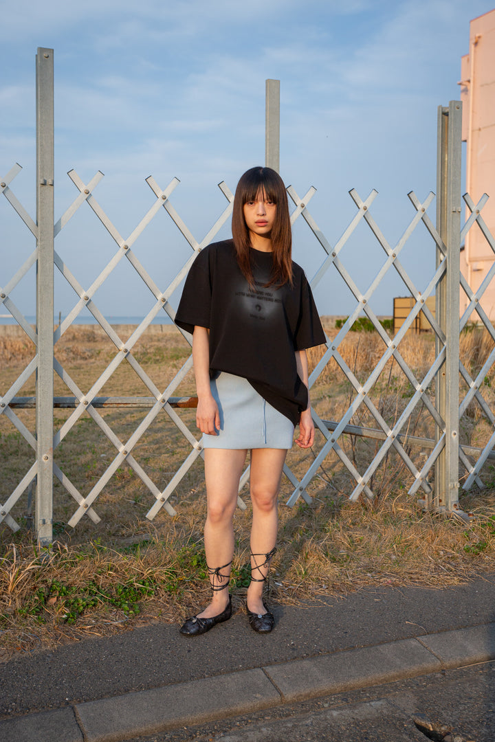 Matin Kim Two Tone Banding Knit Mini Skirt — Blue