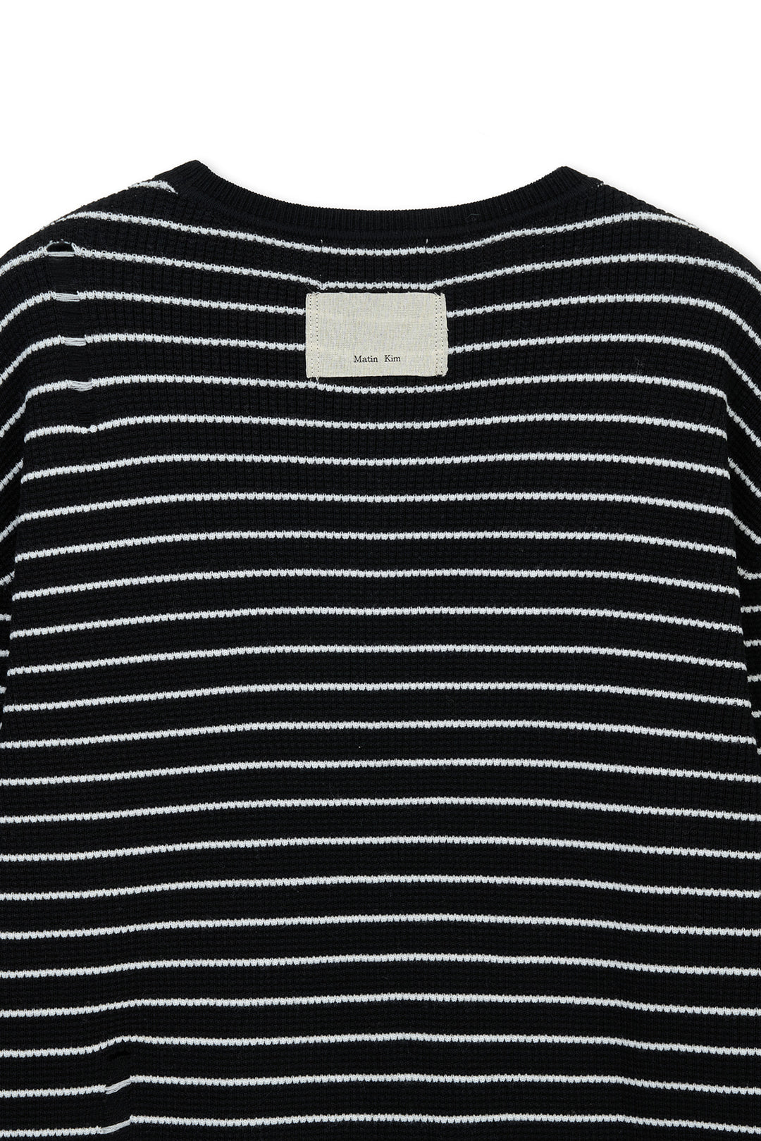 Matin Kim Stripe Damaged Loose Pullover — Black