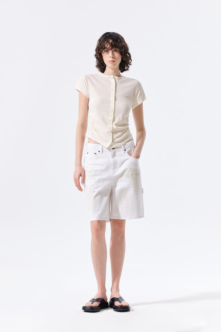 Matin Kim Carpenter Bermuda Denim — White