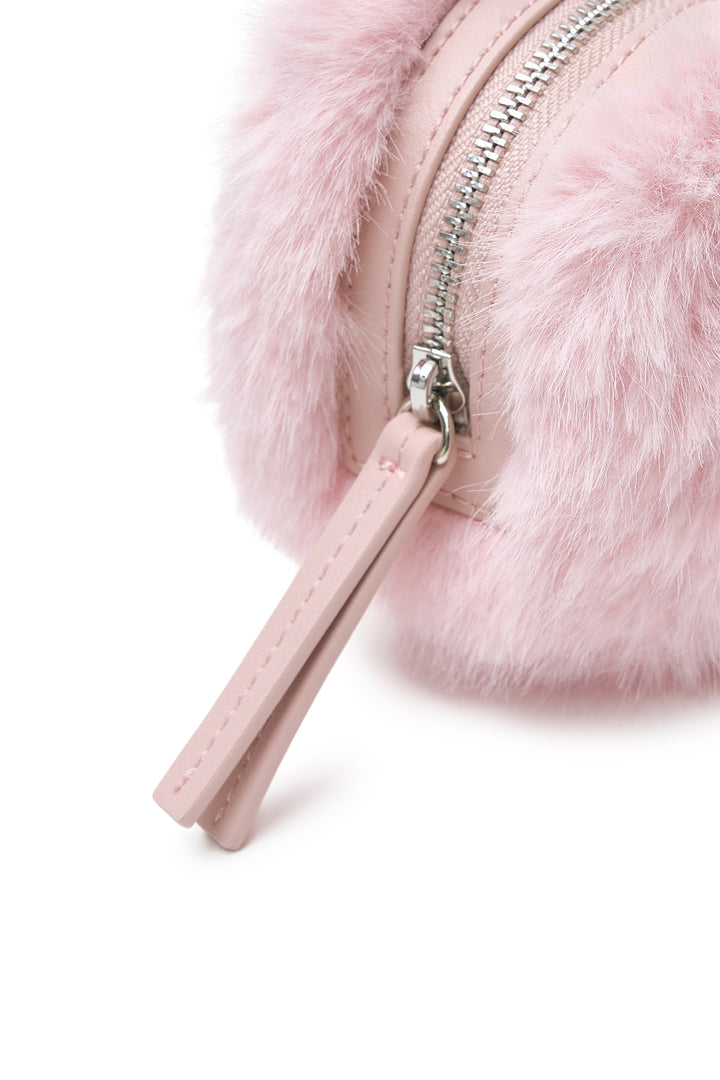 Matin Kim Soft Fur Mini Cube Pouch — Pink