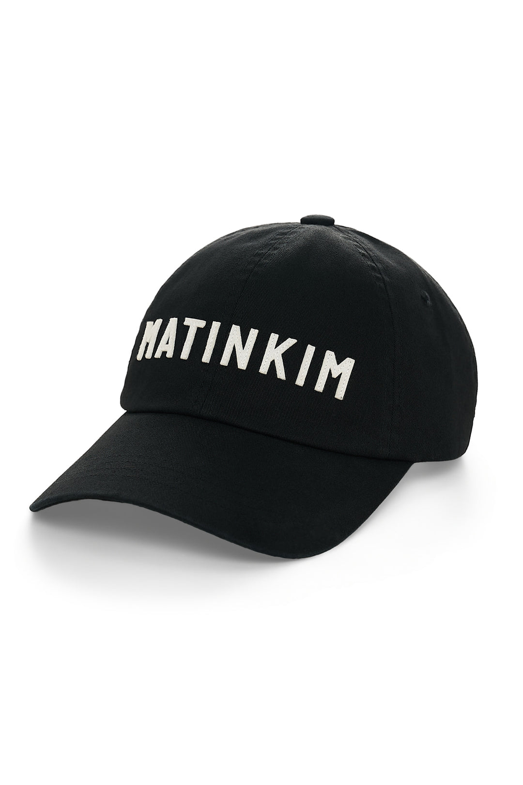 Matin Kim Applique Felt Logo Ball Cap — Black