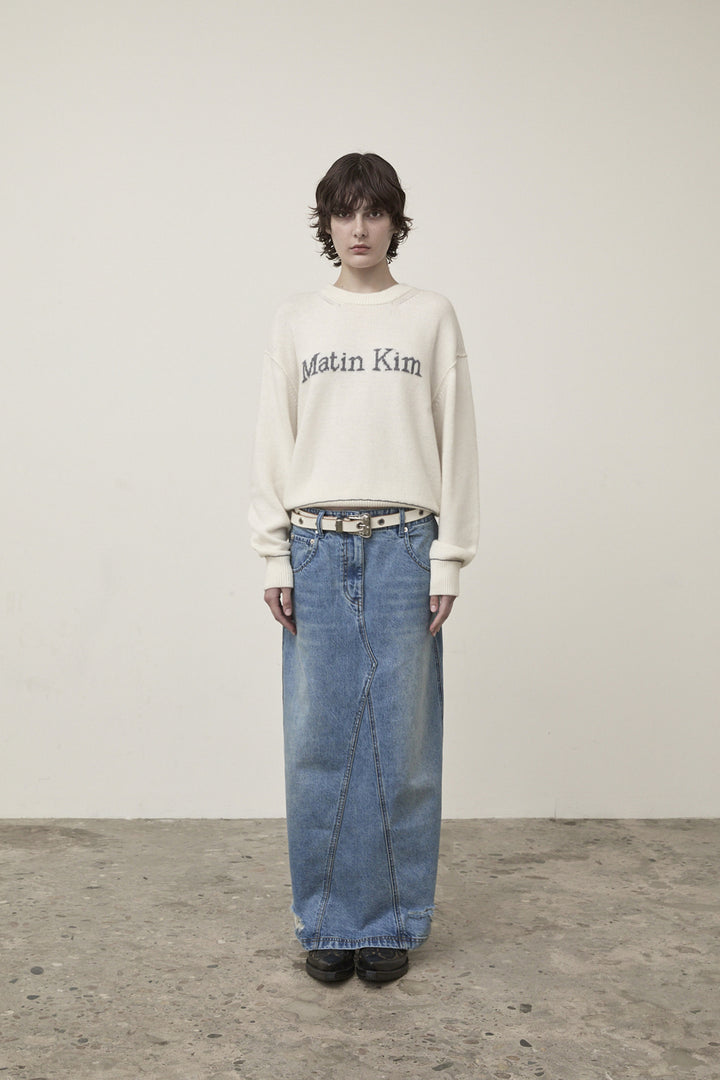 Matin Kim Color Trim Line Logo Pullover — Ivory