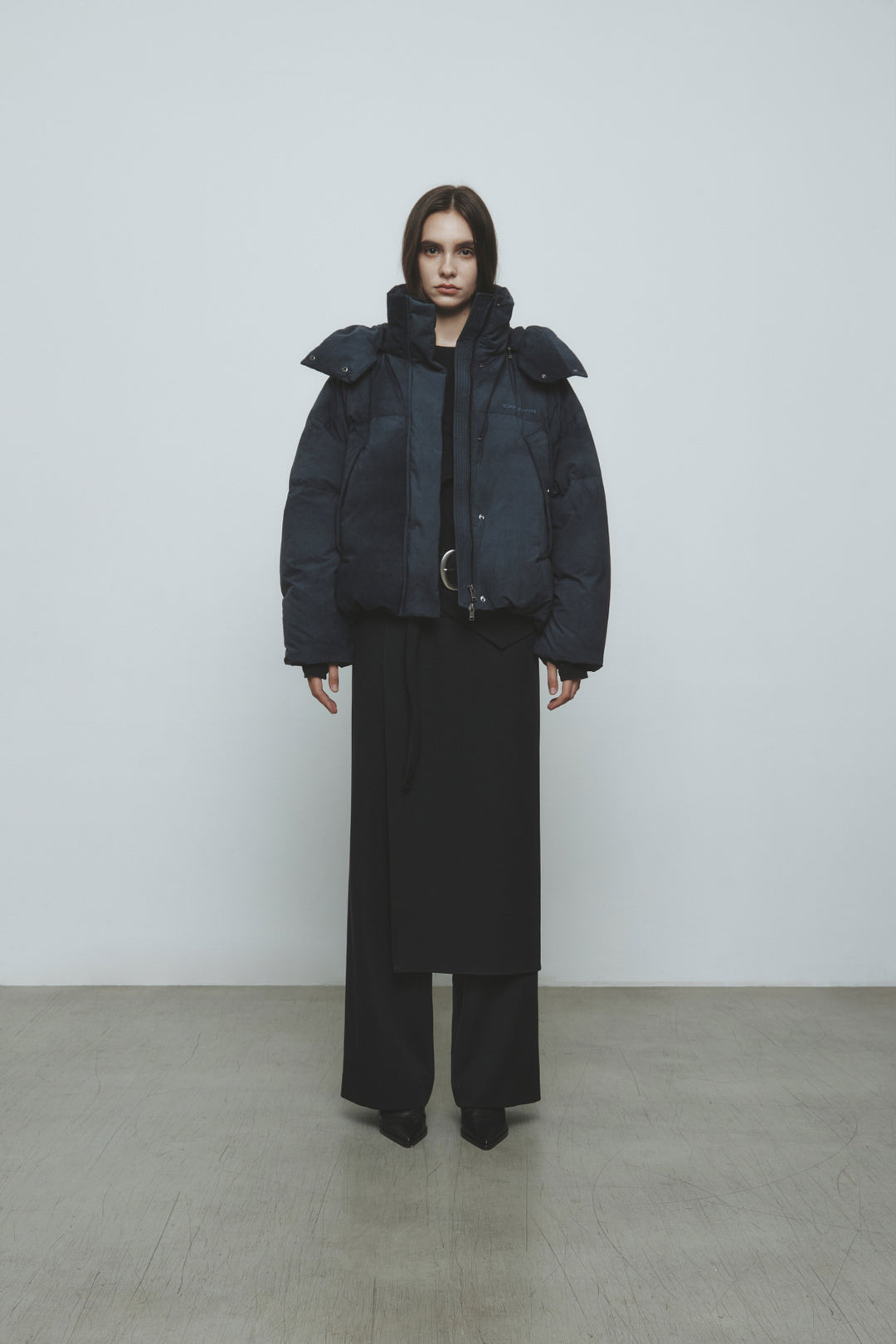KIMMATIN Dying Effect Volume Puffer Down Jumper — Charcoal