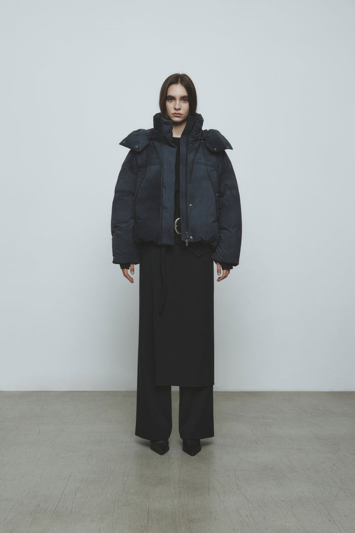 KIMMATIN Dying Effect Volume Puffer Down Jumper — Charcoal