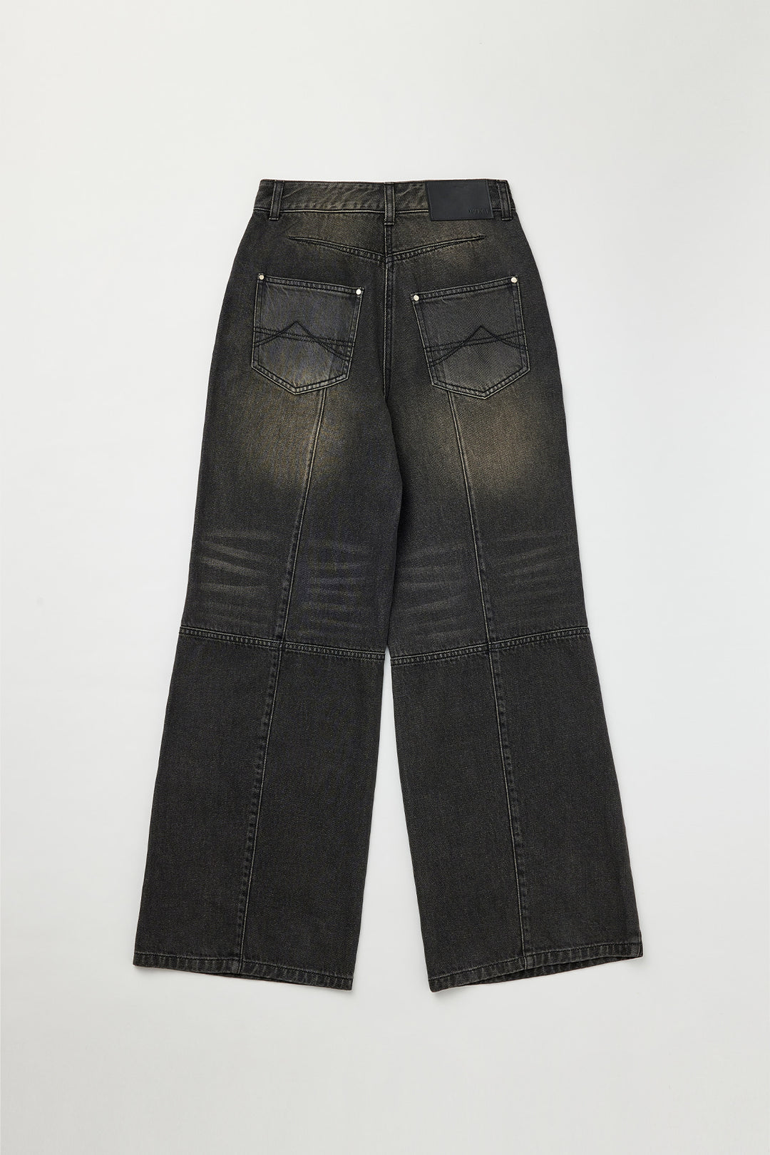 KIMMATIN Knee Point Wide Denim Pants — Gray