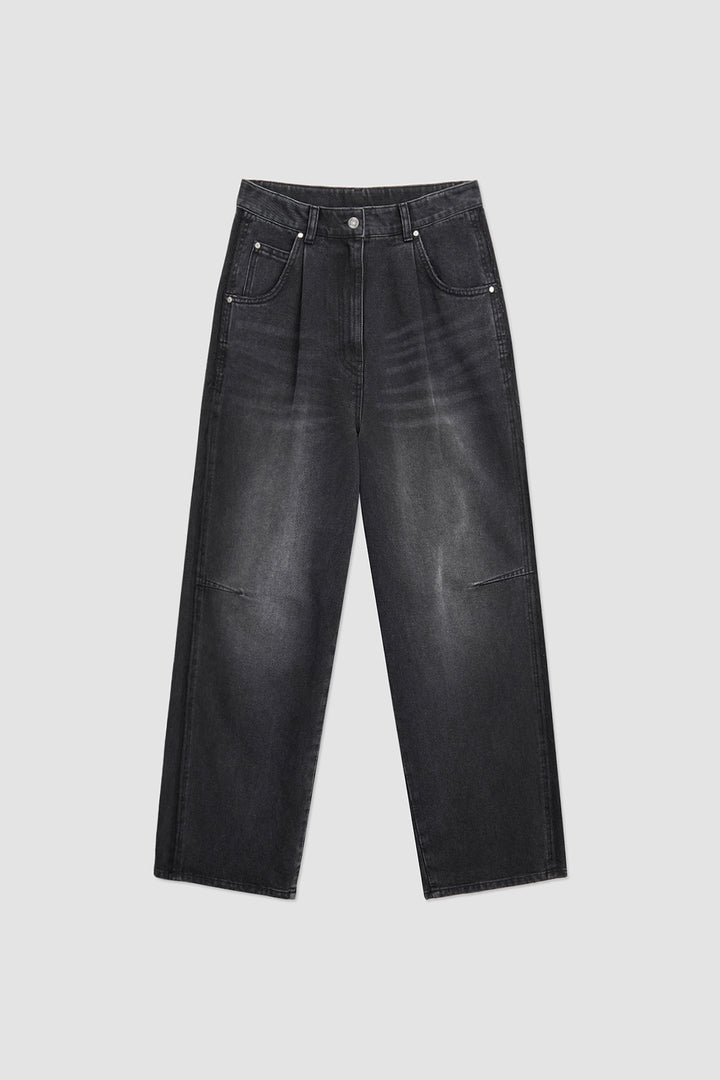 KIMMATIN Side Pannel Pintuck Denim — Dark — Gray