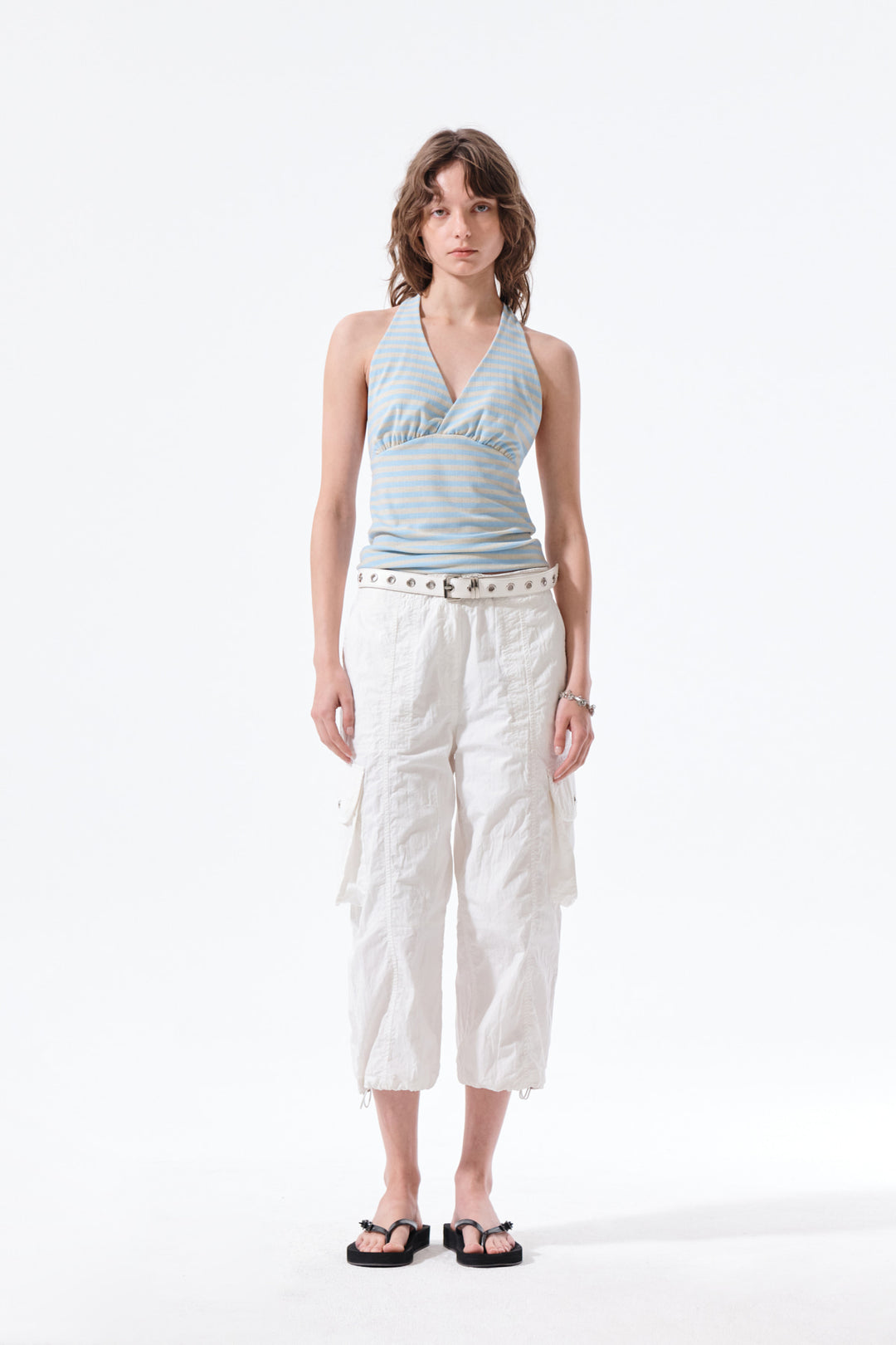 Matin Kim Striped Halter Neck Top — Light Blue