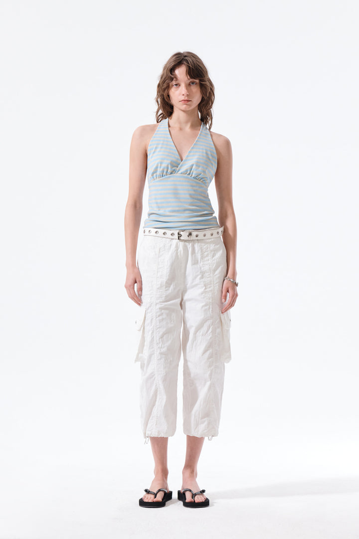 Matin Kim Striped Halter Neck Top — Light Blue