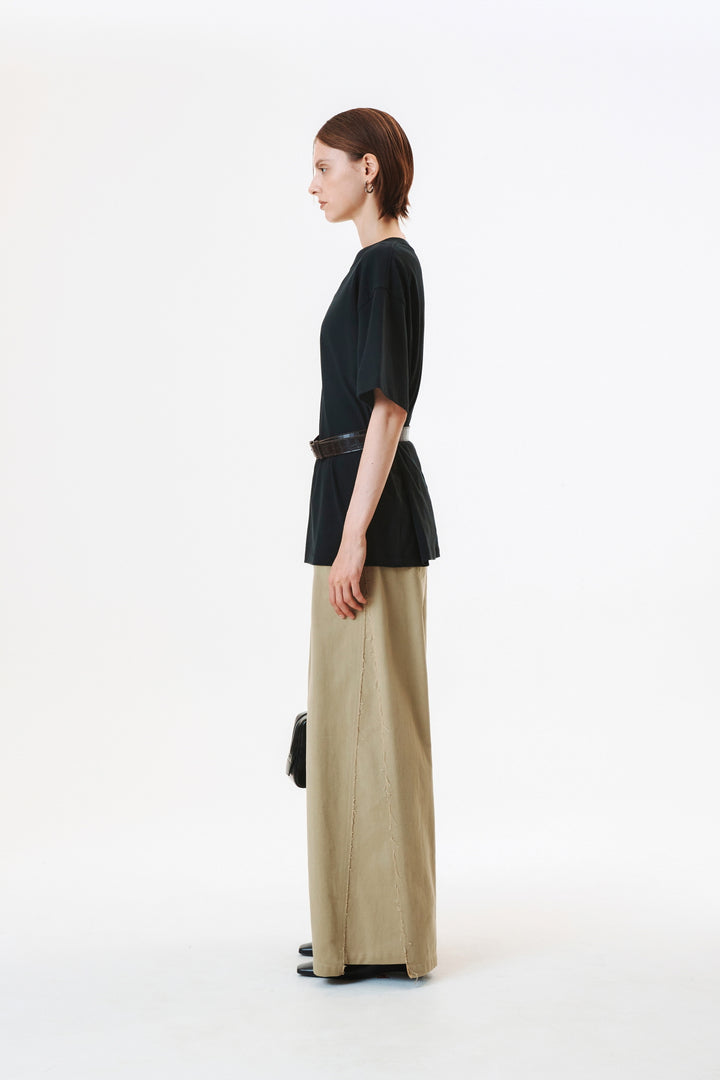 KIMMATIN Logo Embroidery Oversize Top — Black