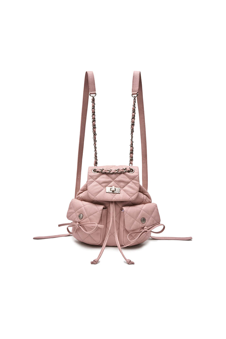 Matin Kim Double Pocket Quilting Mini Backpack — Pink