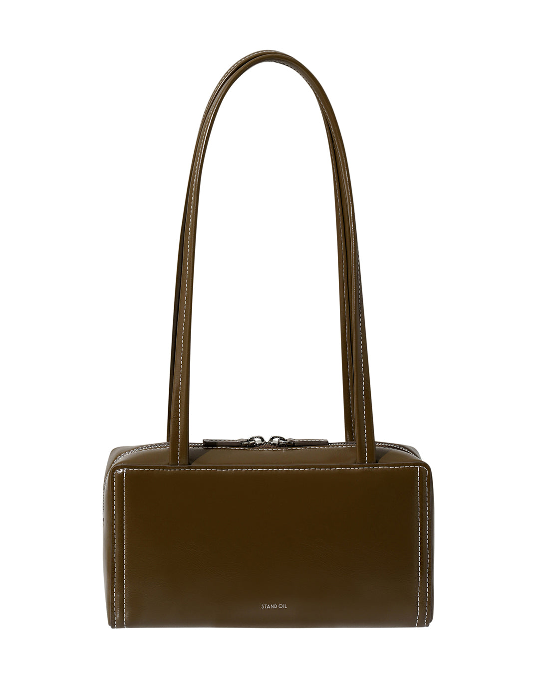 Stand Oil Post Bag — Square Box Shoulder Bag — Stitch Mocha