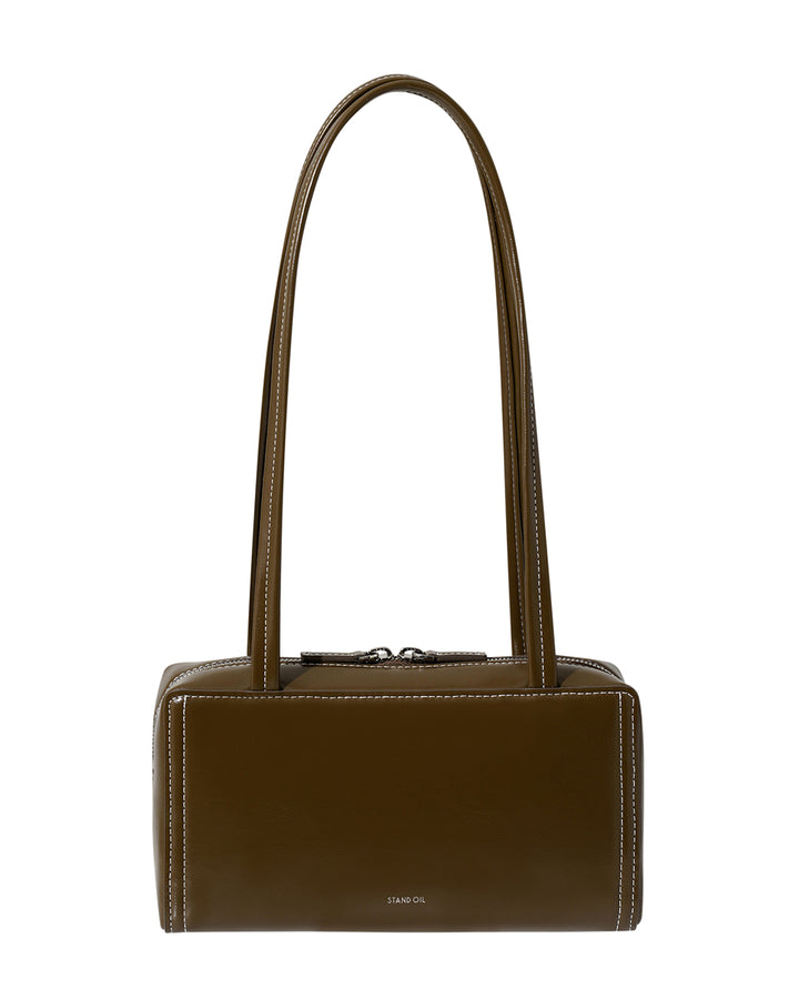 Stand Oil Post Bag — Square Box Shoulder Bag — Stitch Mocha
