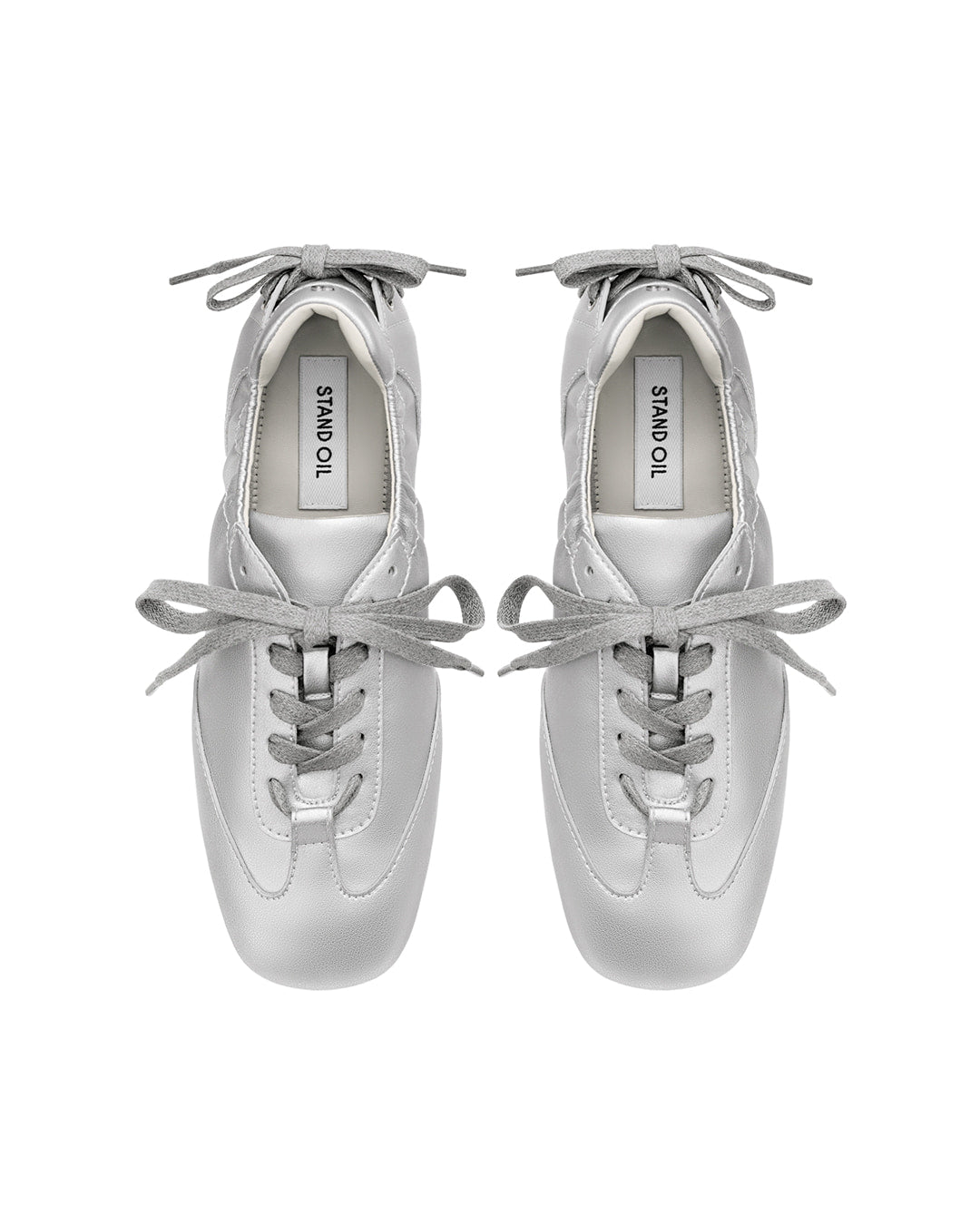 Stand Oil Double Tied Sneakers — Silver