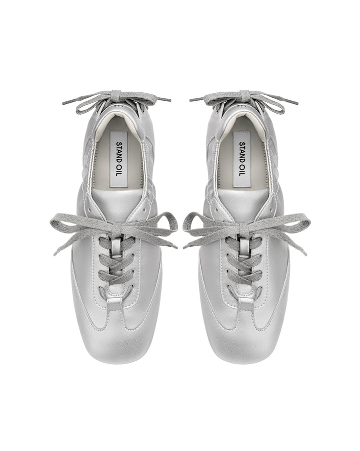 Stand Oil Double Tied Sneakers — Silver