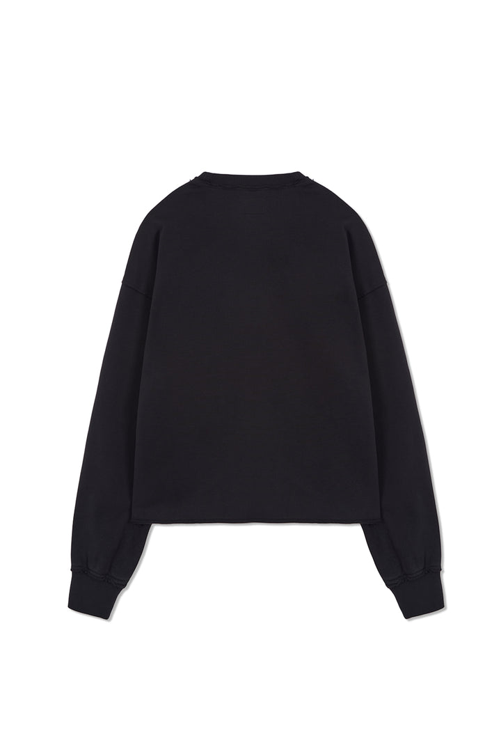Matin Kim Raw Cut Applique Sweatshirt — Charcoal