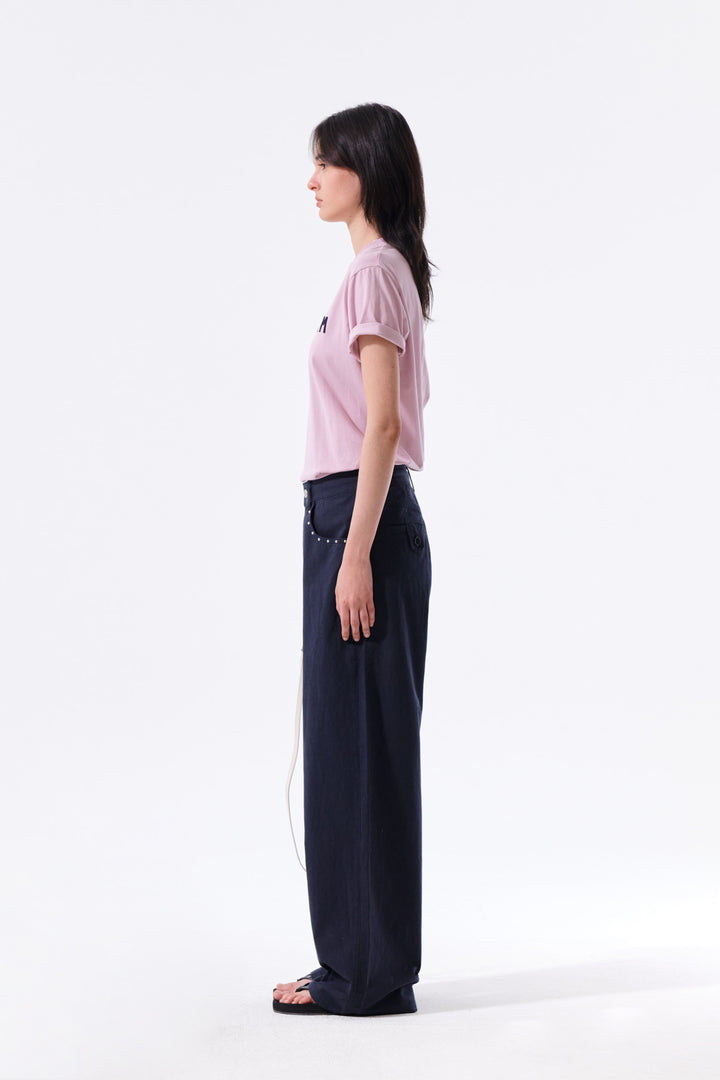 Matin Kim Stud Point Color Denim Pants — Navy blue