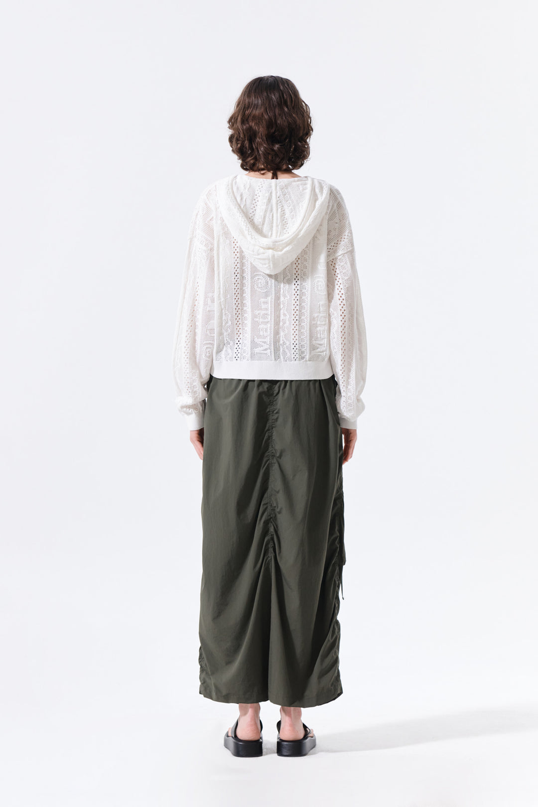 Matin Kim Patch Pocket Shirring Nylon Skirt — Khaki