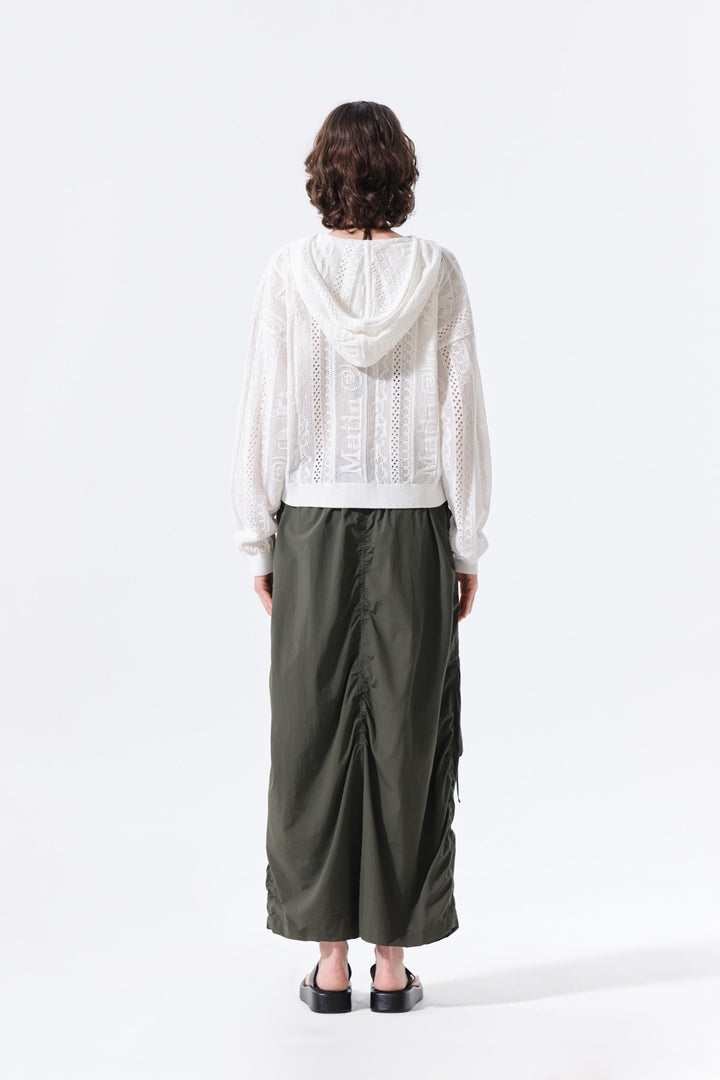 Matin Kim Patch Pocket Shirring Nylon Skirt — Khaki