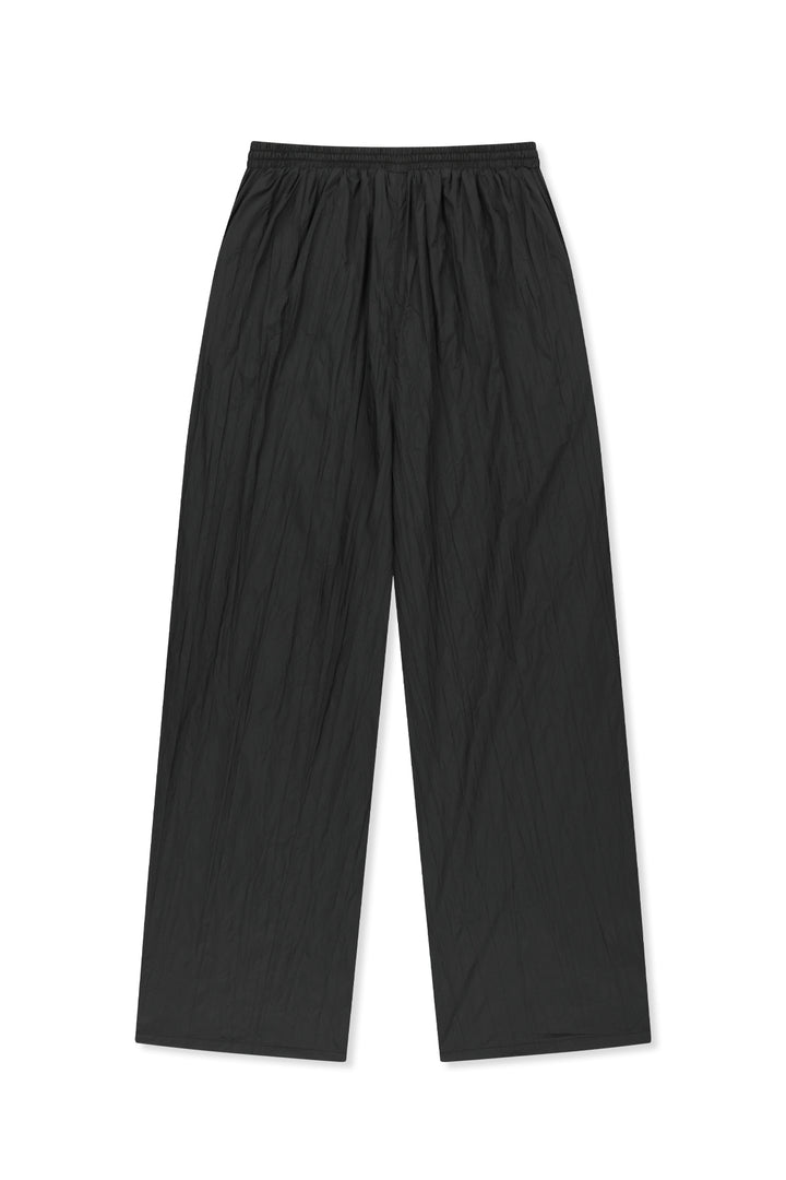 Matin Kim Nylon Crinkle Wide Pants — Black