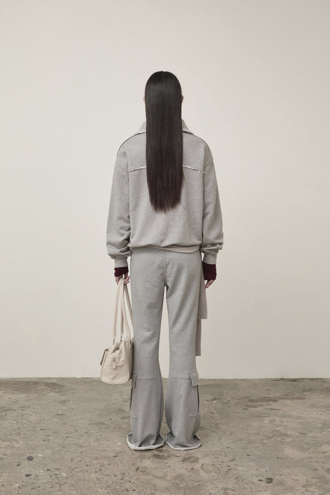 Matin Kim Cut Out Half Zip Sweatshirt — Gray