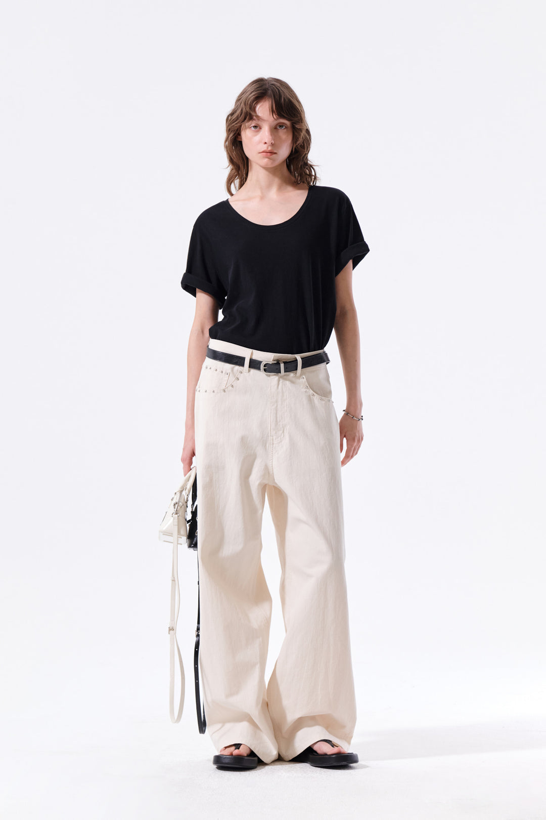 Matin Kim Label Point U Neck Top — Black