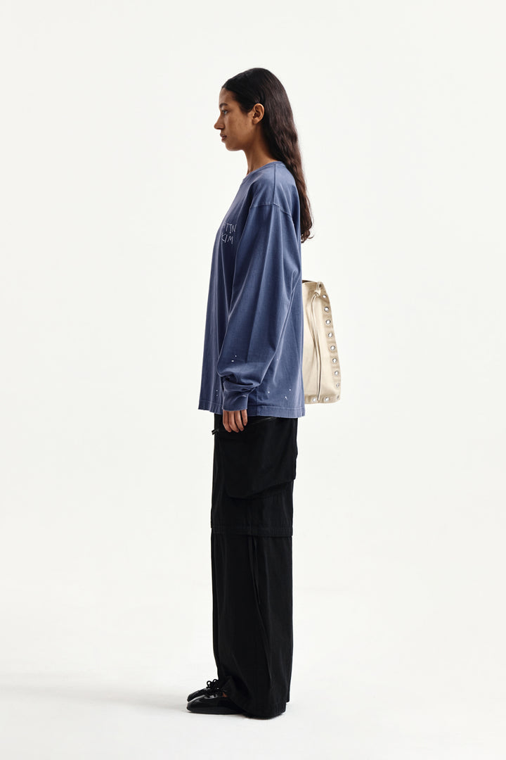 Matin Kim Vintage Washed Logo Top — Blue