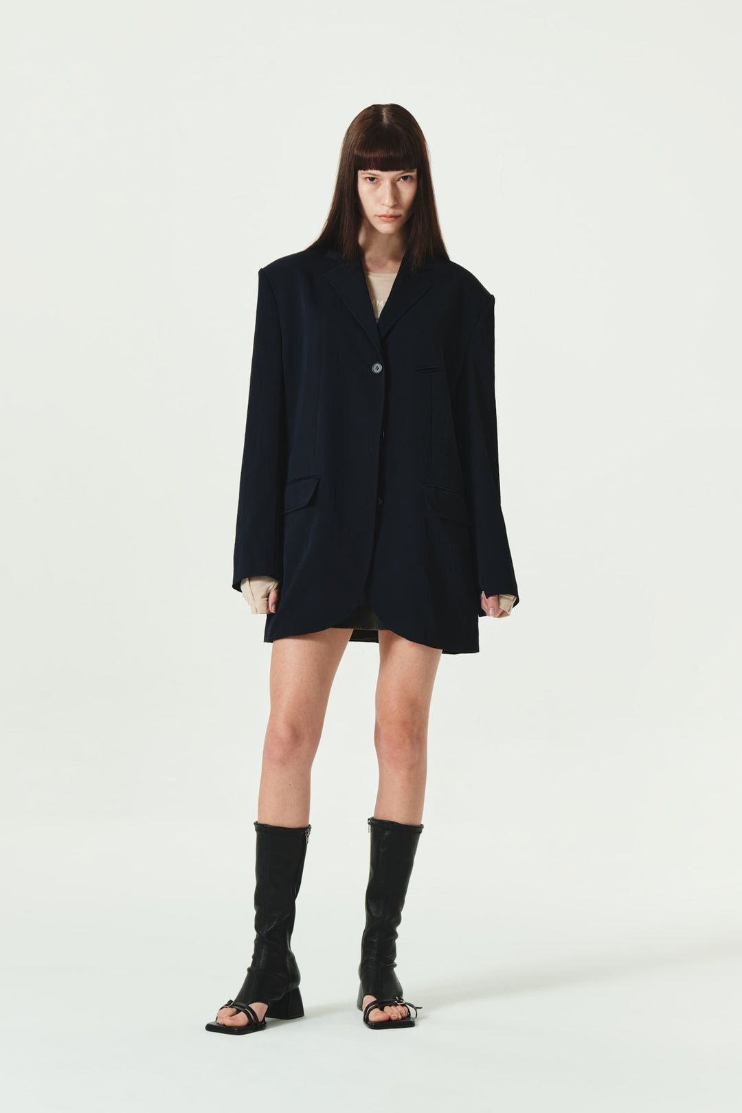 KIMMATIN Tailored Overfit Single Jacket — Dark Navy