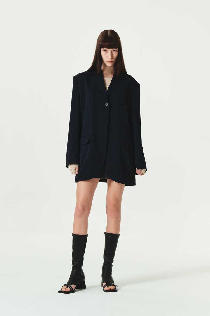 KIMMATIN Tailored Overfit Single Jacket — Dark Navy