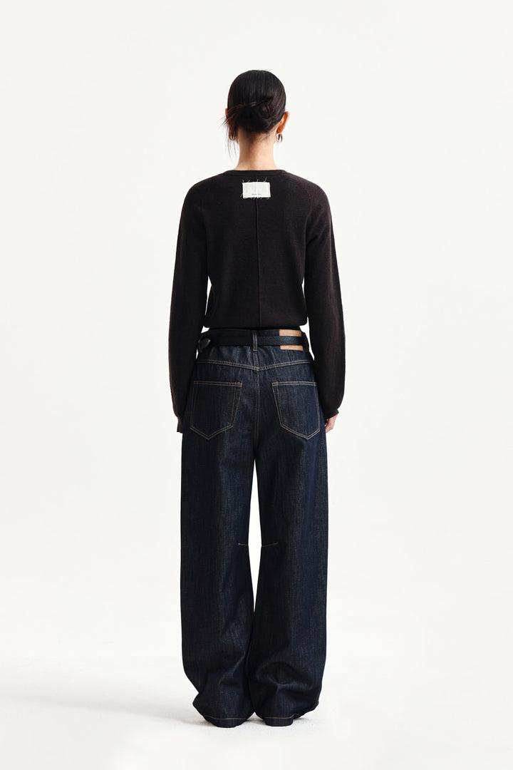 Matin Kim Dart Point Denim Pants — Dark Navy