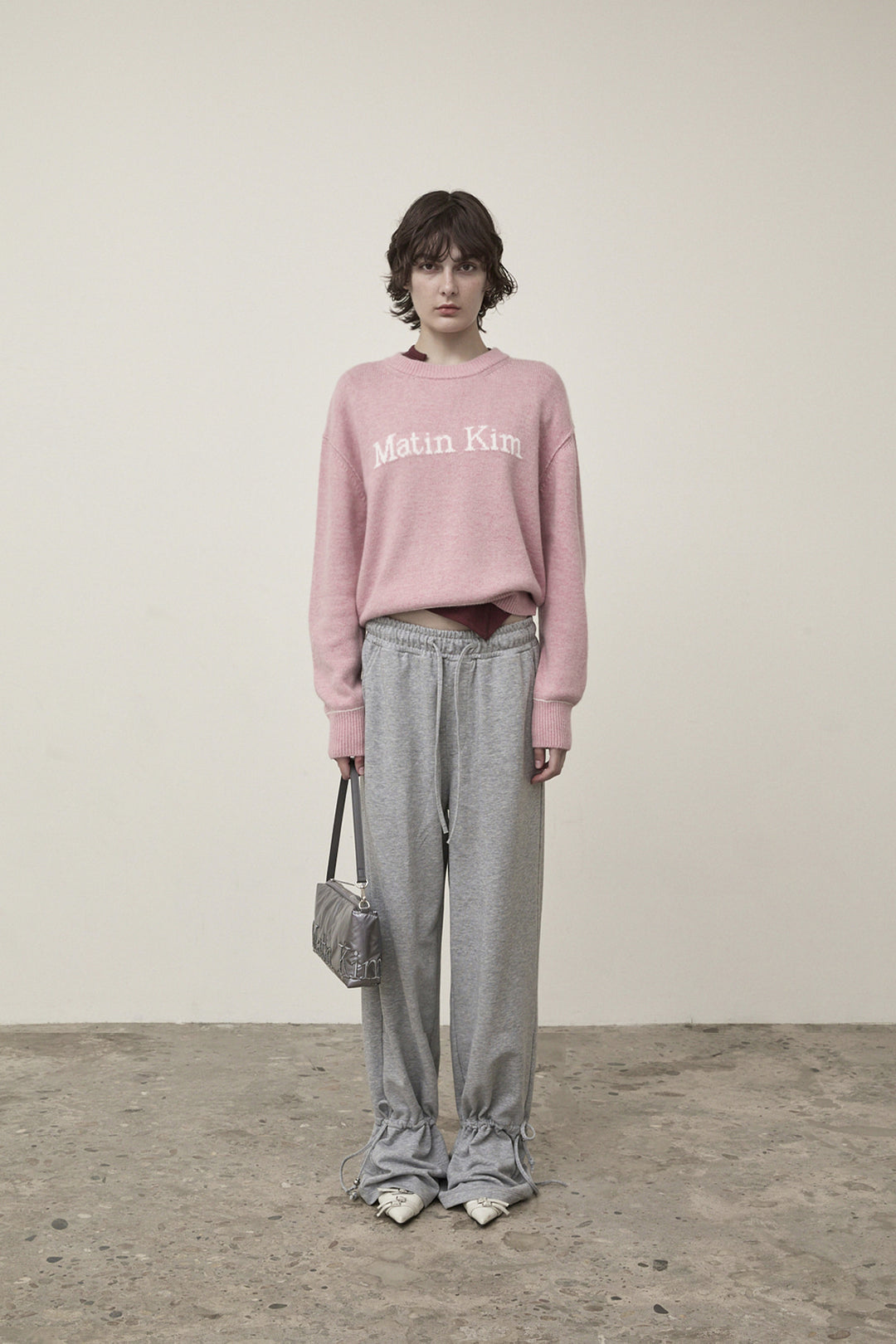 Matin Kim Color Trim Line Logo Pullover — Pink