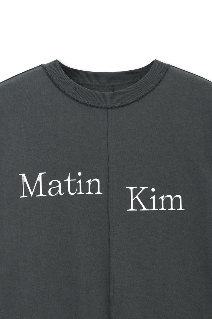 Matin Kim Asymmetric Logo Top — Charcoal