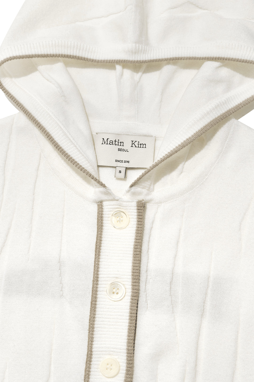 Matin Kim Wrinkle Hoody Button Knit Vest — Ivory