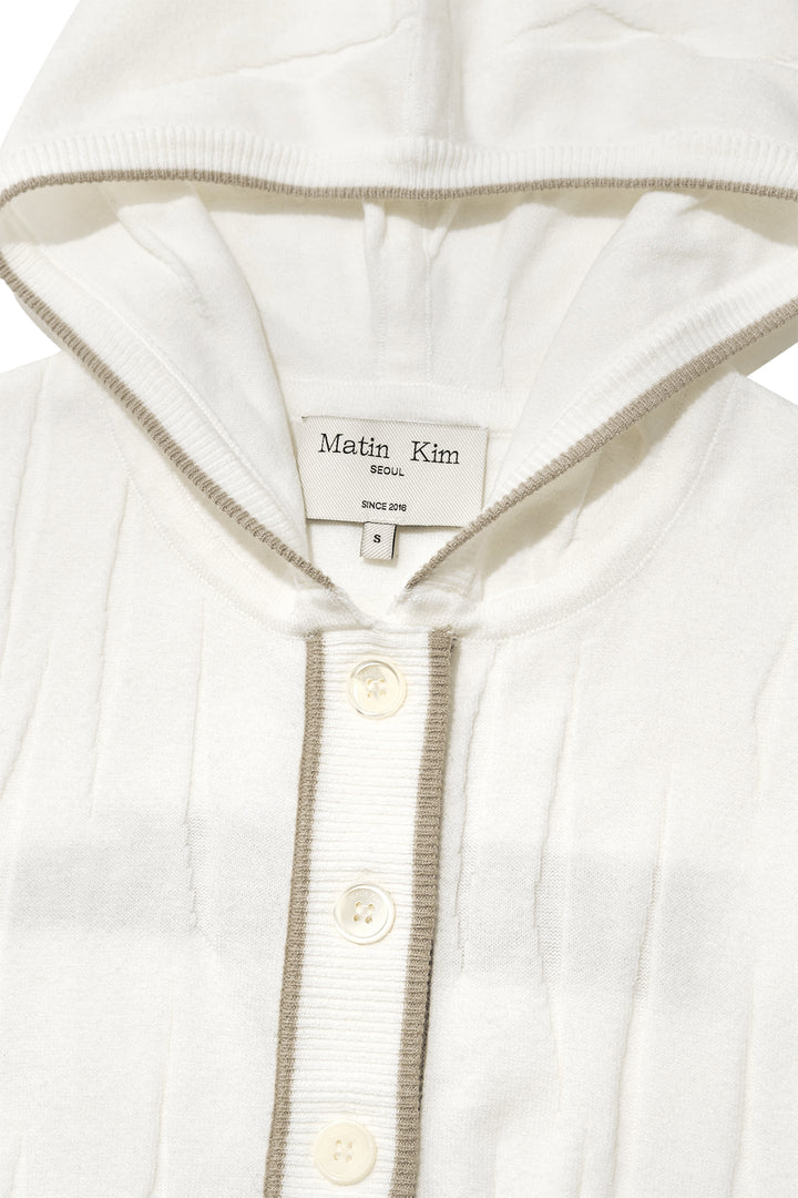 Matin Kim Wrinkle Hoody Button Knit Vest — Ivory