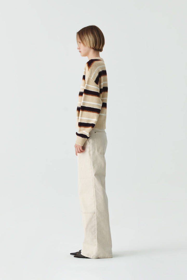 KIMMATIN Multi Stripe Mohair Knit Pullover — Beige