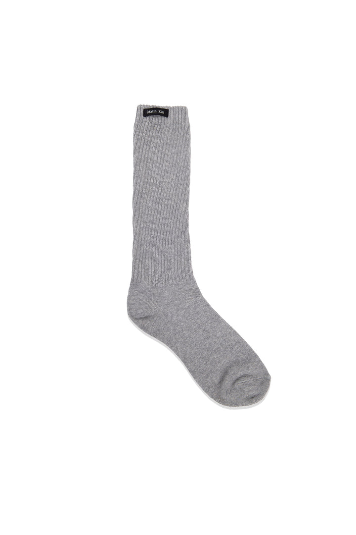 Matin Kim Small Logo Point Ribbed Socks — Gray