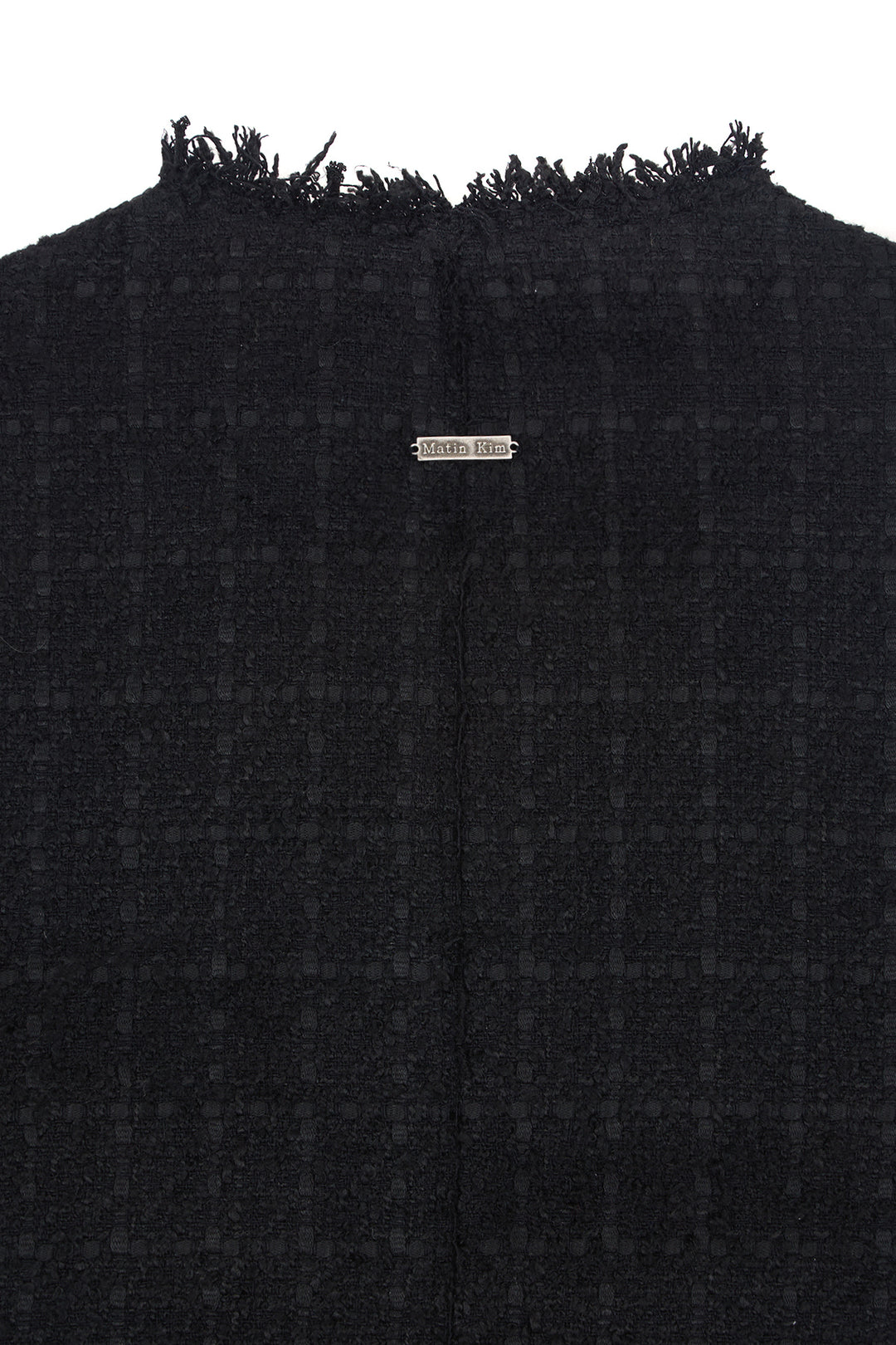 Matin Kim Two Way Collarless Tweed Jacket — Black