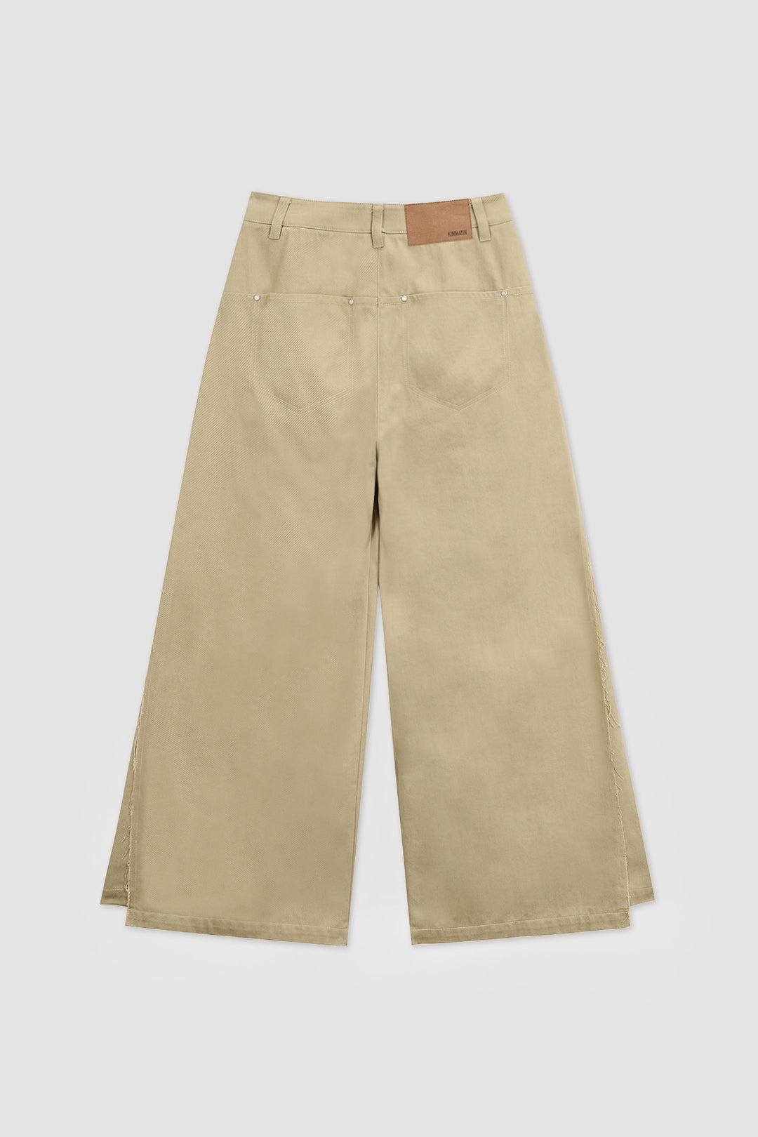 KIMMATIN Cutting Detail Wide Cotton Pants — Beige