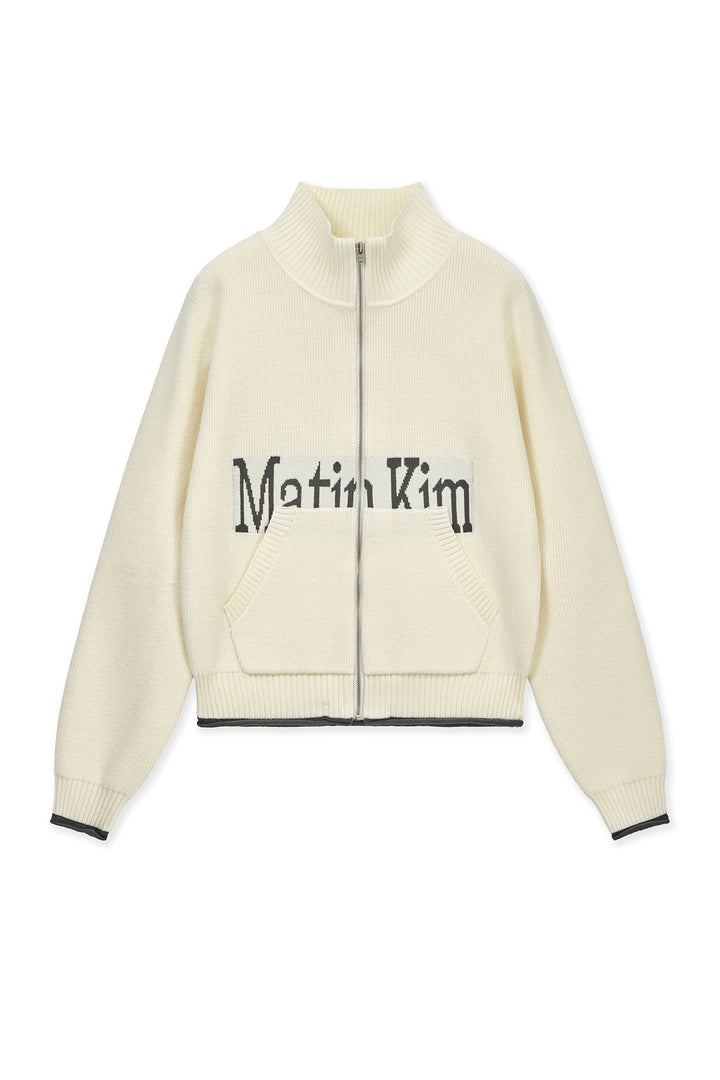 Matin Kim Spell Point Knit Zip Up — Ivory