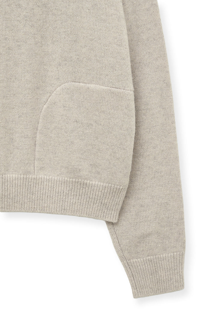 Matin Kim Back Logo Half Knit Zip Pullover — Beige