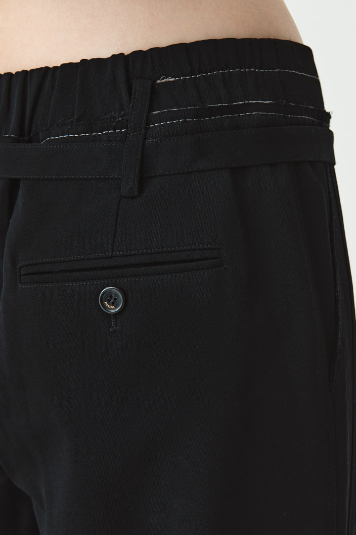 KIMMATIN Waist Point Belted Wool Trouser — Black