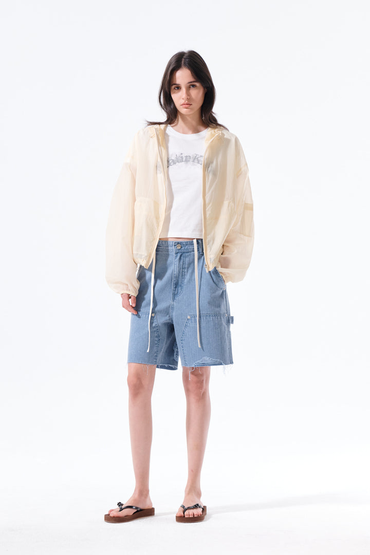 Matin Kim Back Logo Hoody Windbreaker — Cream